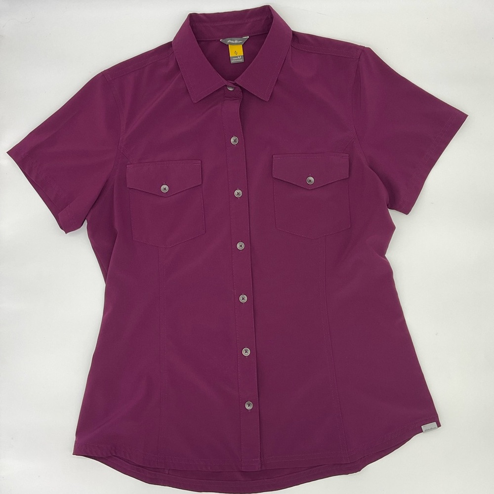 Eddie Bauer Button Front Short Sleeve Blouse, Medium